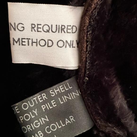 Vintage split cowhide brown suede coat lamb collar wrap style size Med - Picture 11 of 13